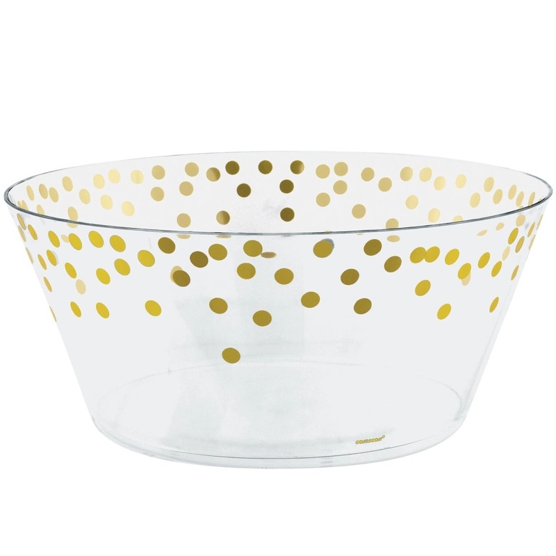Gold PET Plastic Large Serving Bowl, 10 Inches, 1 Count