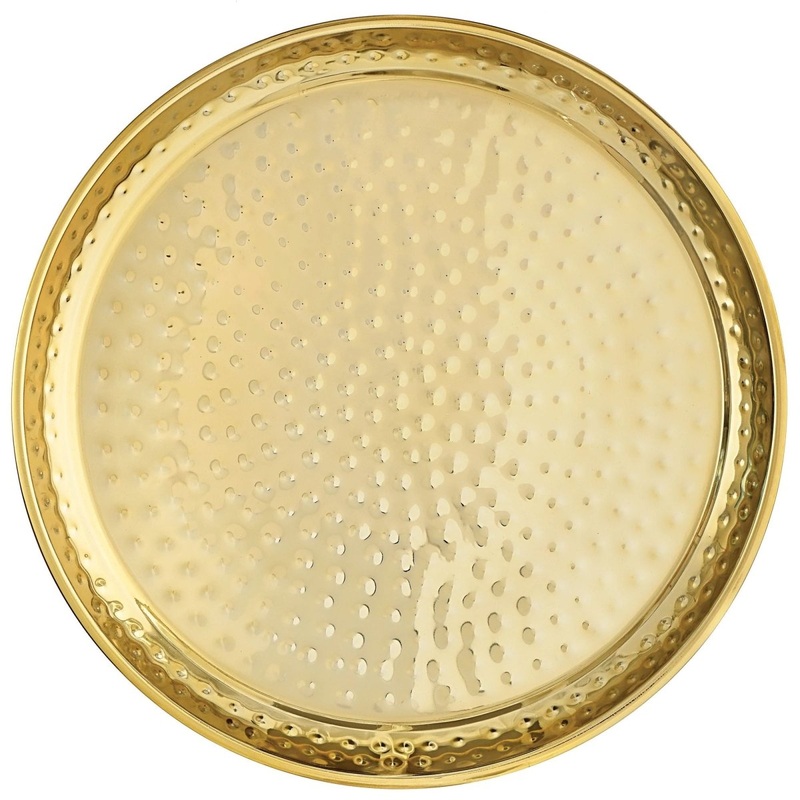 Gold Stainless Steel Hammered Tray, 15.5 Inches, 1 Count