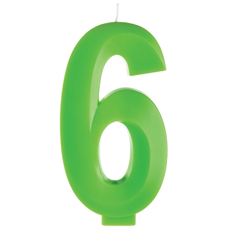 Green Number 6 Birthday Facet Candle, 1 Count