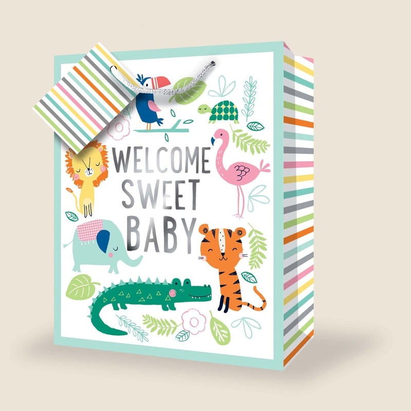 Jungle Welcome Sweet Baby Large Foil Gift Bag, 1 Count