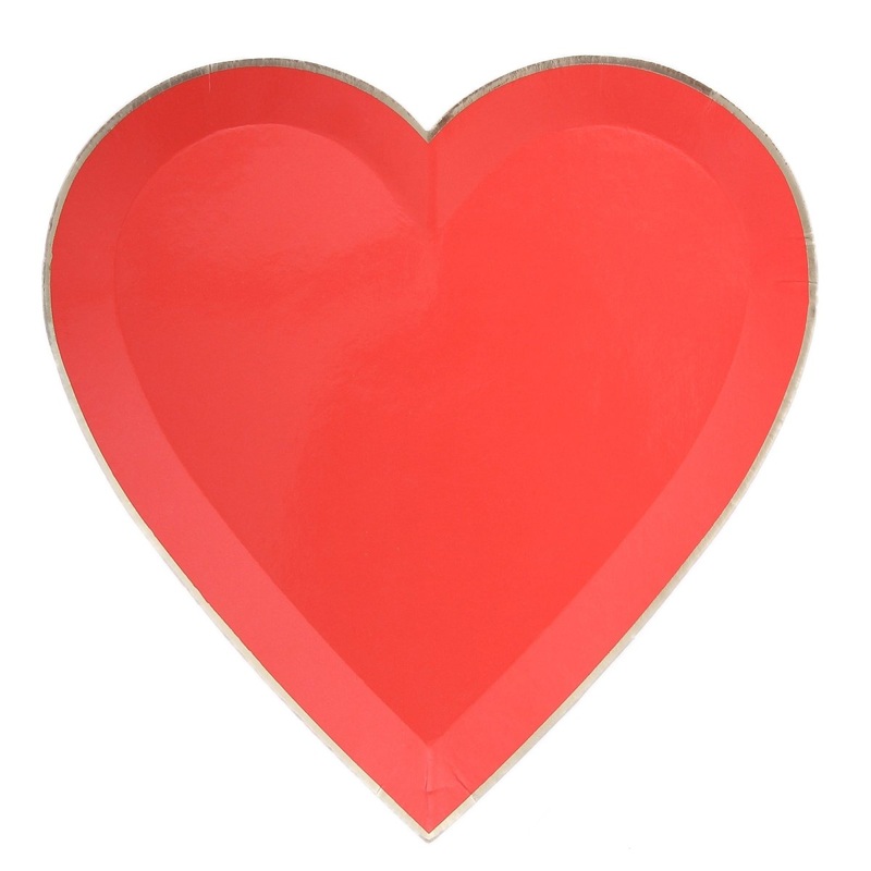 Large Heart Shaped Lunch Paper Plates, Red, 9 Inches, 8 Count