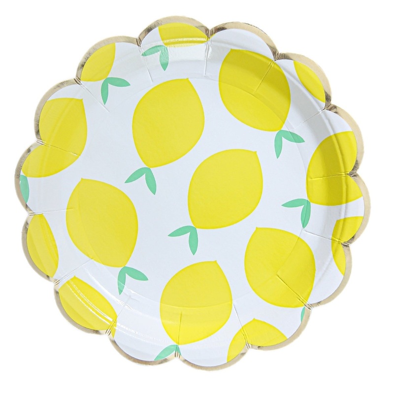 Lemoncello Large Lunch Paper Plates, 9 Inches, 8 Count