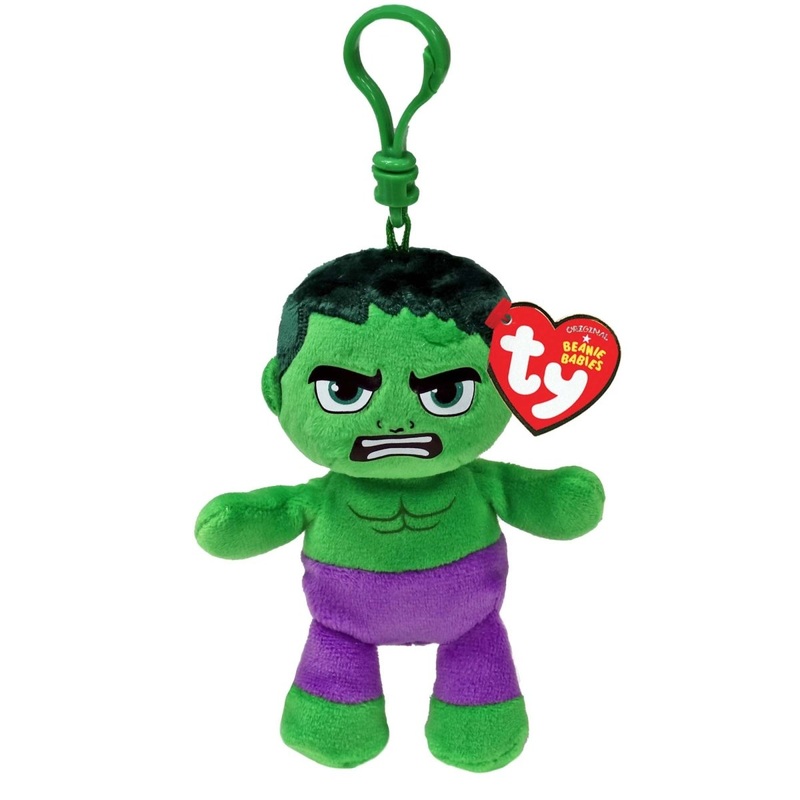 Marvel TY Beanie Boos Plush with Clip, Hulk, 5 Inches, 1 Count