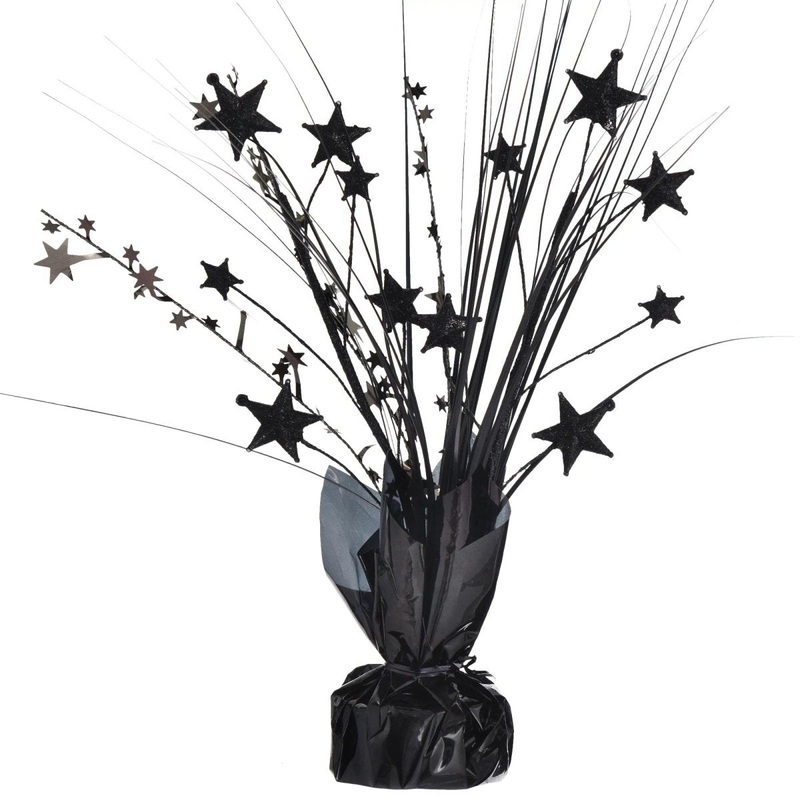 Spray Centerpiece with Stars, Black, 12 Inches, 1 Count