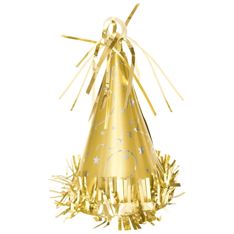 White Gold Party Hat Balloon Weight, 1 Count