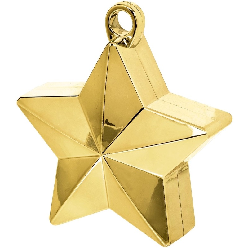 White Gold Star Foil Balloon Weight, 1 Count