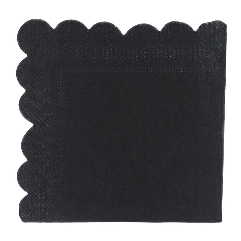 Black Flower Edge Large Lunch Napkins, 16 Count