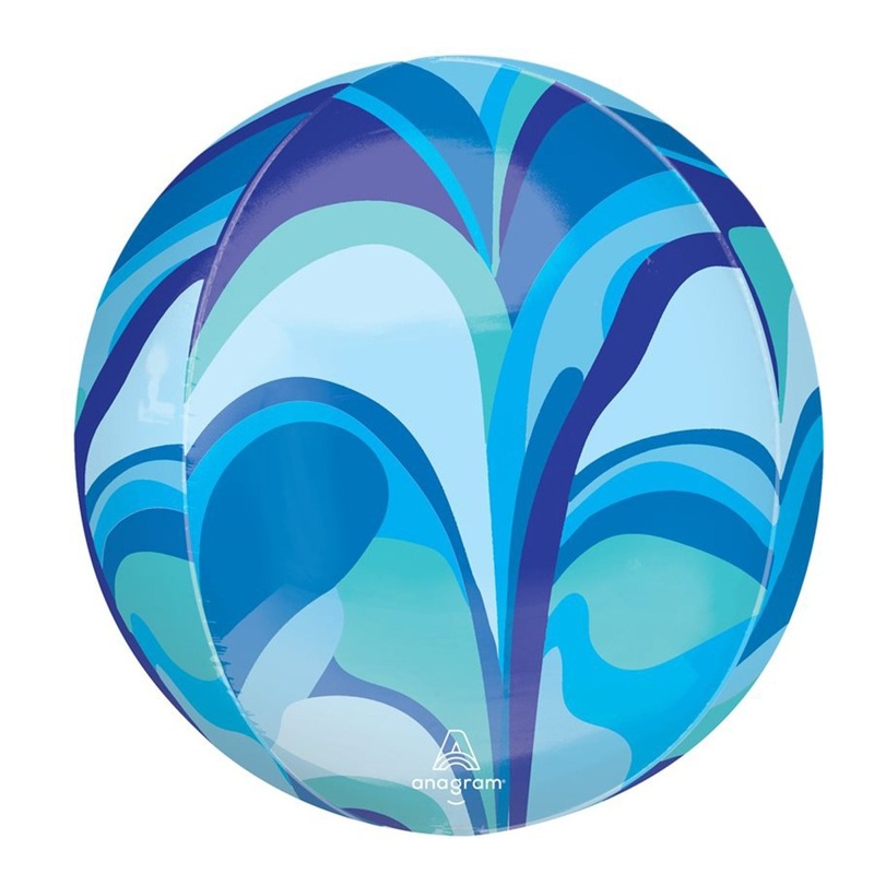 Blue Macro Marble Orbz Balloon, 15 Inches, 1 Count