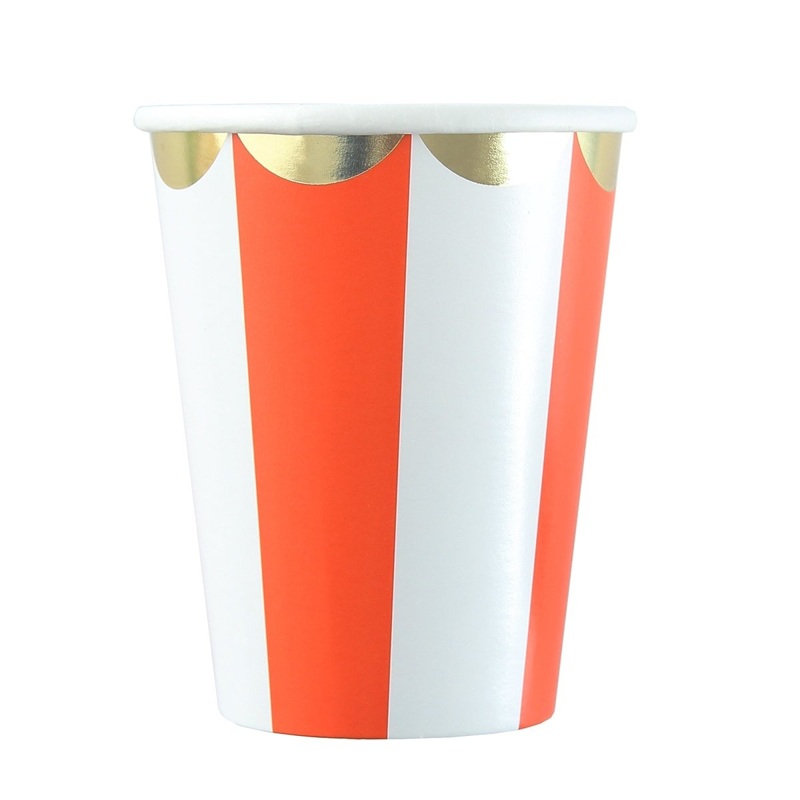 Carnival Paper Cups, Red, 9 oz, 8 Count