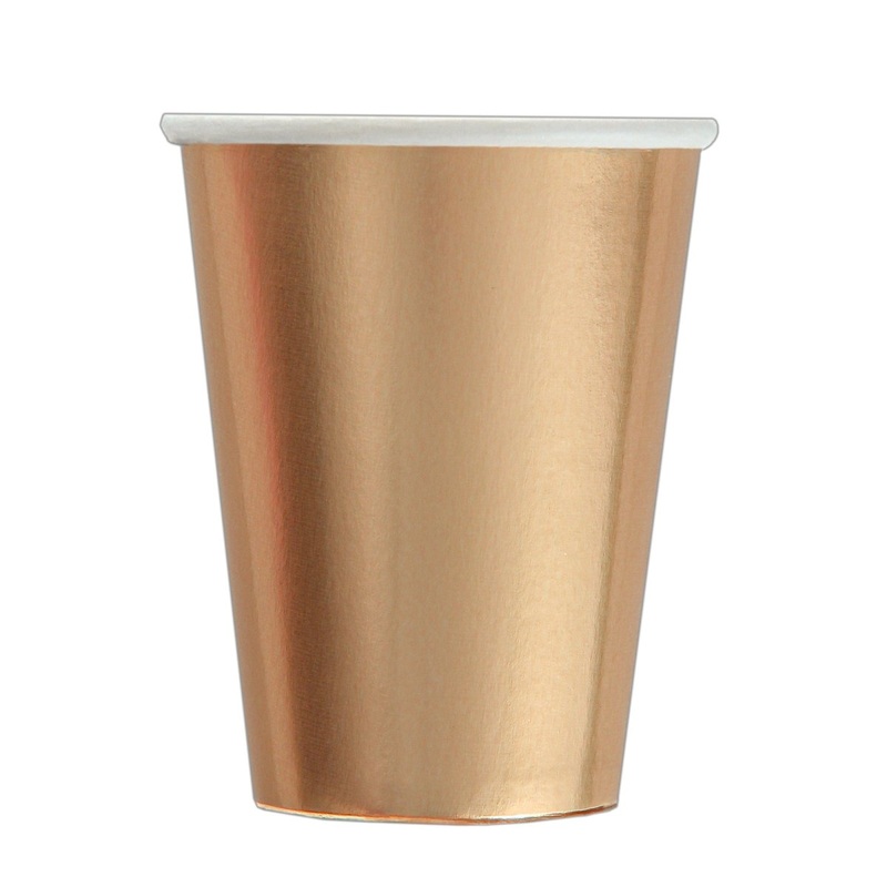 Chrome Copper Paper Cups, 9 oz, 8 Count