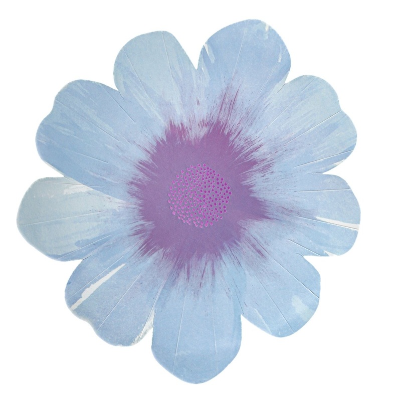 Floral Paradise Large Flower-Shaped Lunch Paper Plates, Blue, 9 Inches, 8 Count