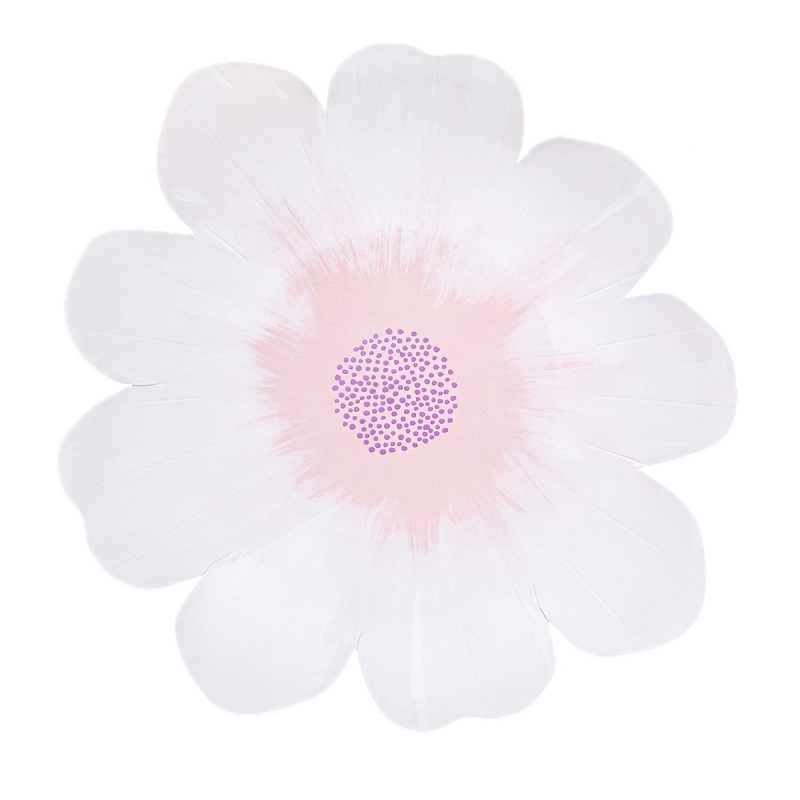 Floral Paradise Large Flower-Shaped Lunch Paper Plates, Light Pink, 9 Inches, 8 Count