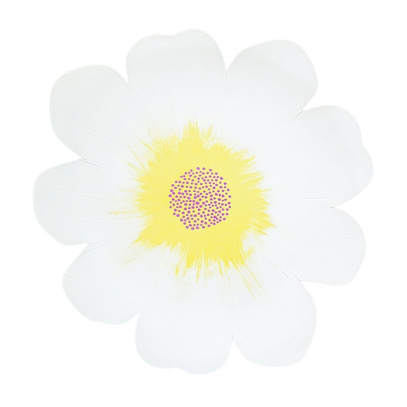 Floral Paradise Large Flower-Shaped Lunch Paper Plates, White, 9 Inches, 8 Count