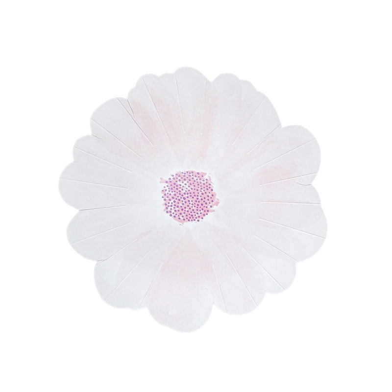 Floral Paradise Small Flower-Shaped Dessert Paper Plates, Light Pink, 7 Inches, 8 Count