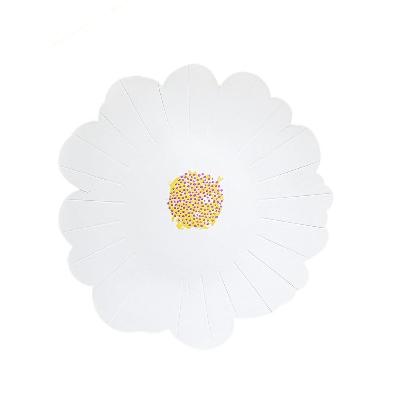 Floral Paradise Small Flower-Shaped Dessert Paper Plates, White, 7 Inches, 8 Count