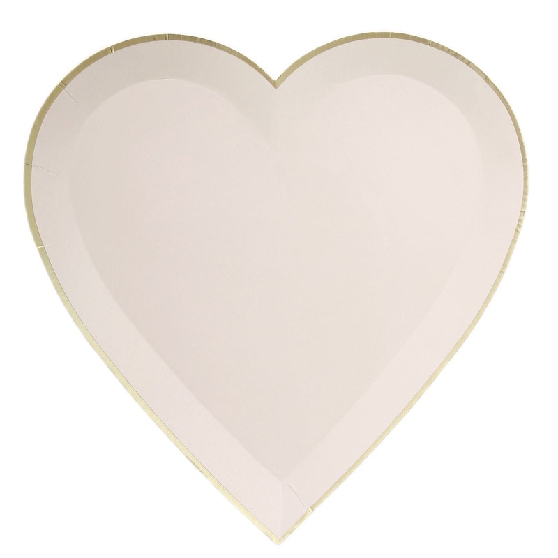 Large Heart Shaped Lunch Paper Plates, Light Pink, 9 Inches, 8 Count