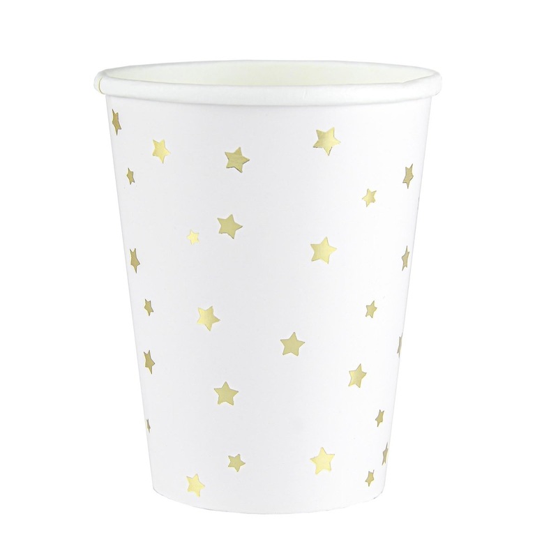 Little Stars Paper Cups, Gold, 9 oz, 8 Count