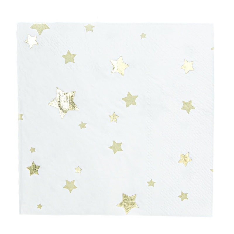 Little Stars Small Beverage Napkins, Gold, 16 Count