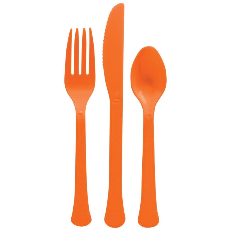 Orange Peel Plastic Assorted Cutlery, 24 Count