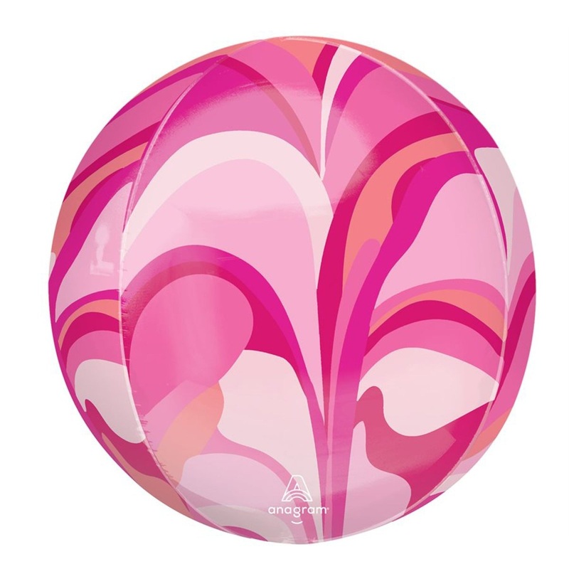 Pink Macro Marble Orbz Balloon, 15 Inches, 1 Count