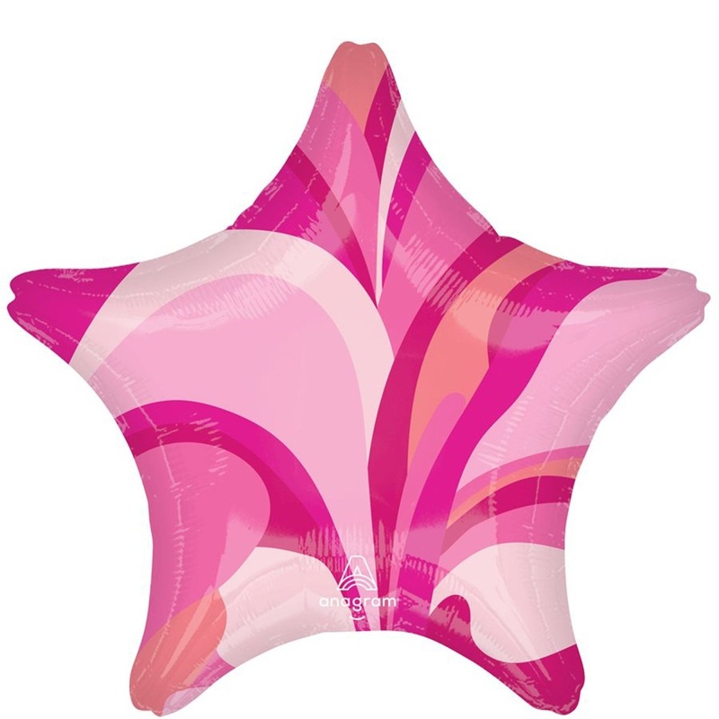 Pink Macro Marble Star Shaped Balloon, 18 Inches, 1 Count