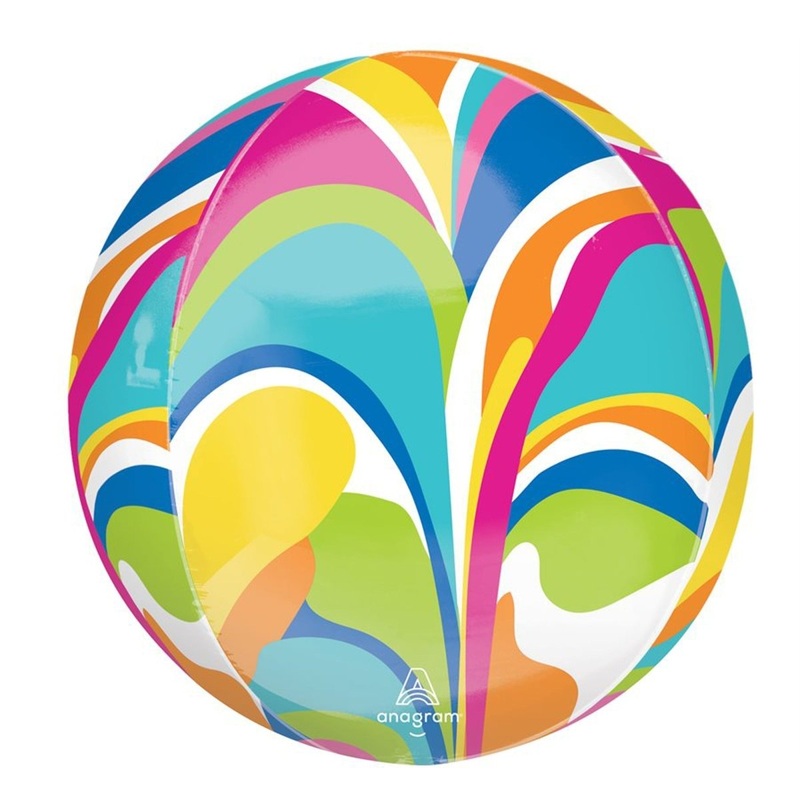Rainbow Macro Marble Orbz Balloon, 15 Inches, 1 Count