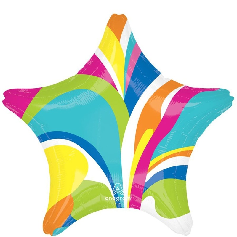 Rainbow Macro Marble Star Shaped Balloon, 18 Inches, 1 Count