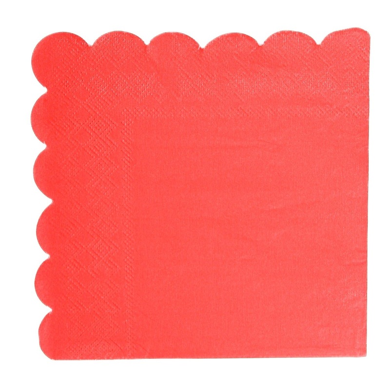 Red Flower Edge Large Lunch Napkins, 16 Count