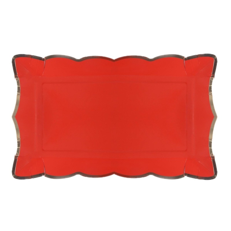 Red Rectangular Trays, 9 Inches, 4 Count