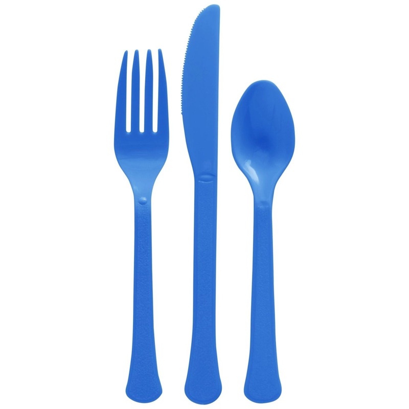 Royal Blue Plastic Assorted Cutlery, 24 Count
