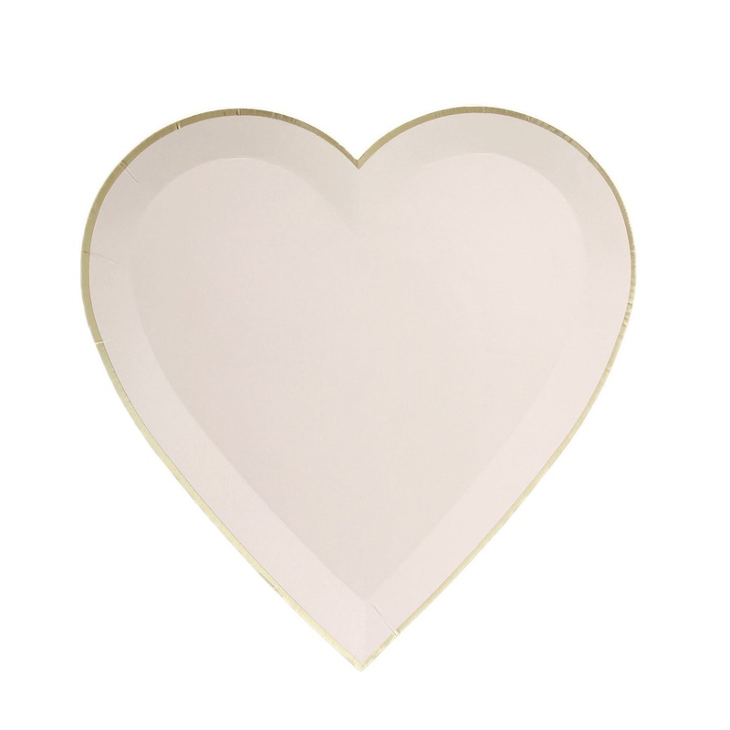 Small Heart Shaped Dessert Paper Plates, Light Pink, 7 Inches, 8 Count