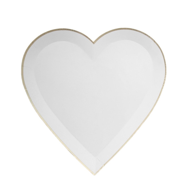 Small Heart Shaped Dessert Paper Plates, White, 7 Inches, 8 Count
