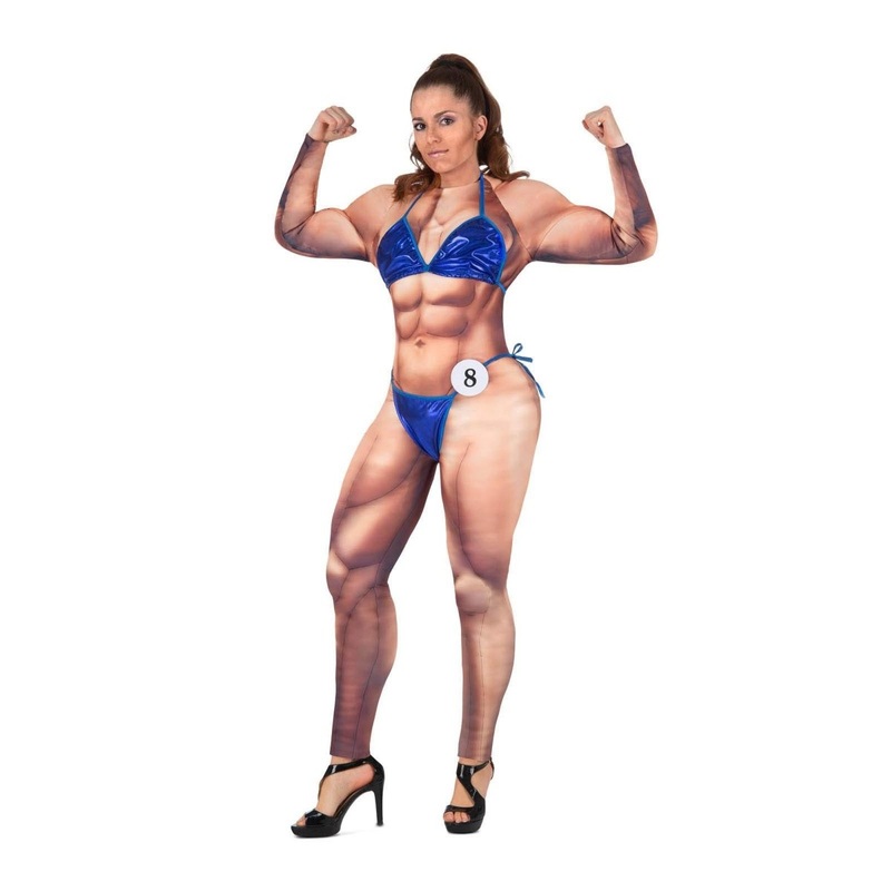 Women Bodybuilder Costume for Adults, Jumpsuit with Padding One Size