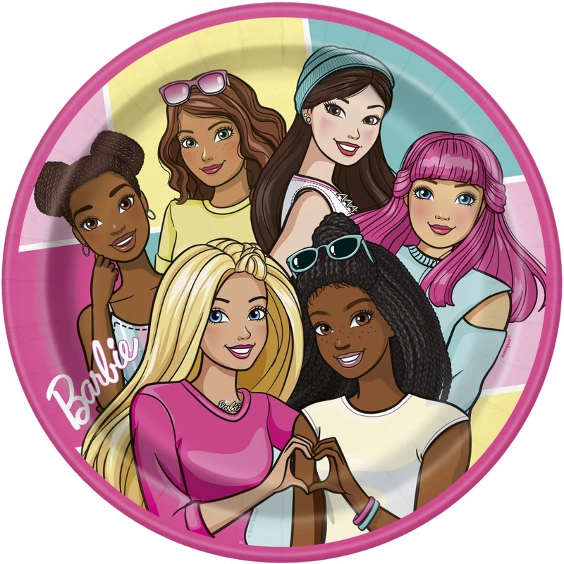 Barbie Birthday Large Round Lunch Paper Plates, 9 Inches, 8 Count