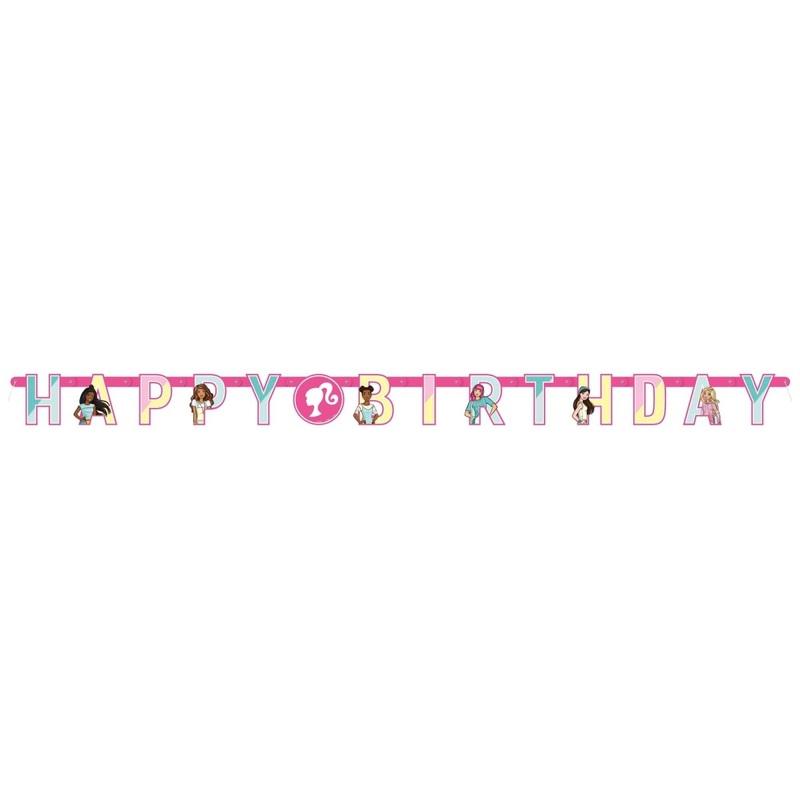 Barbie Happy Birthday Jointed Letter Paper Banner, 1 Count