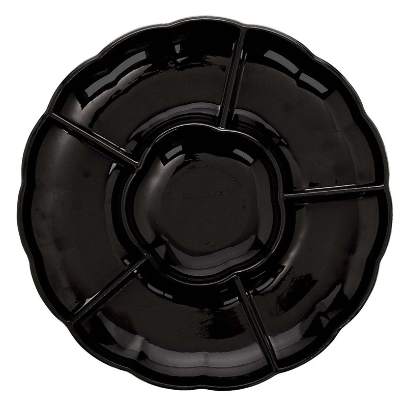 Black Recyclable Plastic Tray with Compartment, 16 Inches, 1 Count
