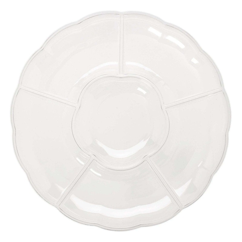 Clear Recyclable Plastic Tray with Compartment, 16 Inches, 1 Count