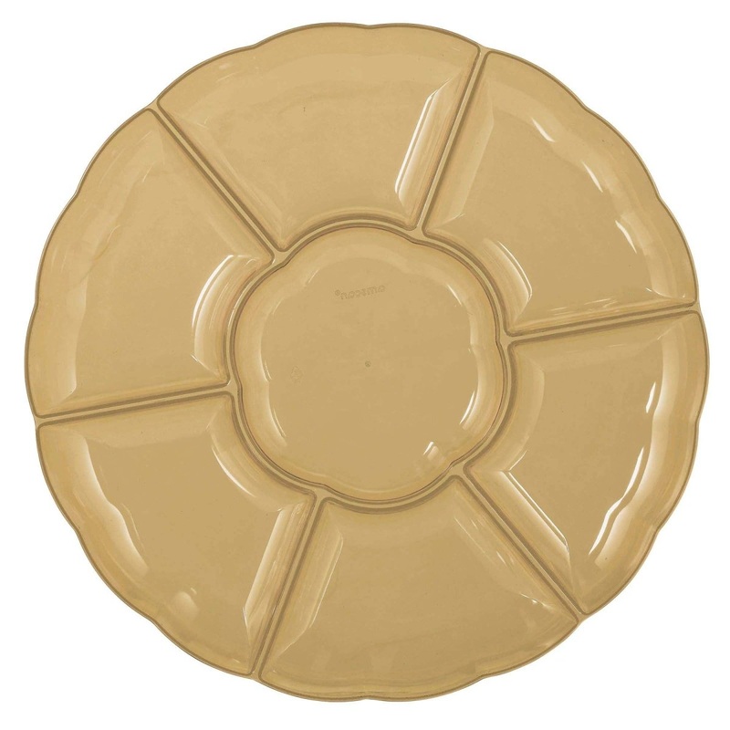 Gold Recyclable Plastic Tray with Compartment, 16 Inches, 1 Count