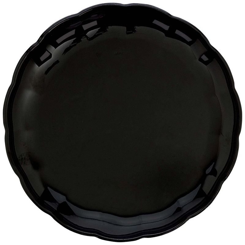 Large Round Scalloped Tray, Black, 12 Inches, 1 Count