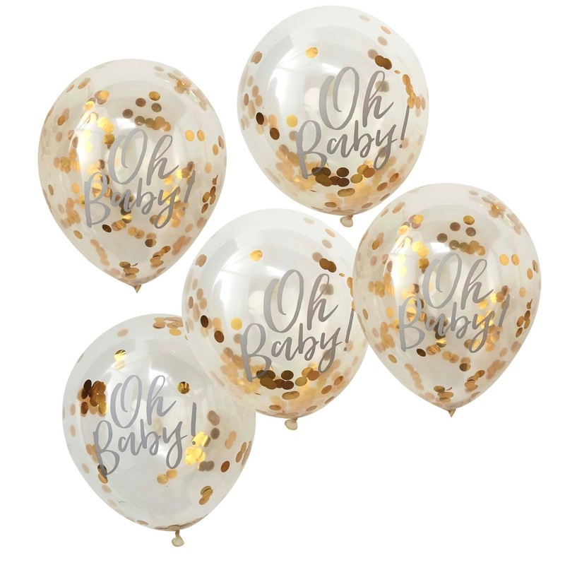 Oh Baby Confetti Latex Balloons, 12 Inches, 5 Count