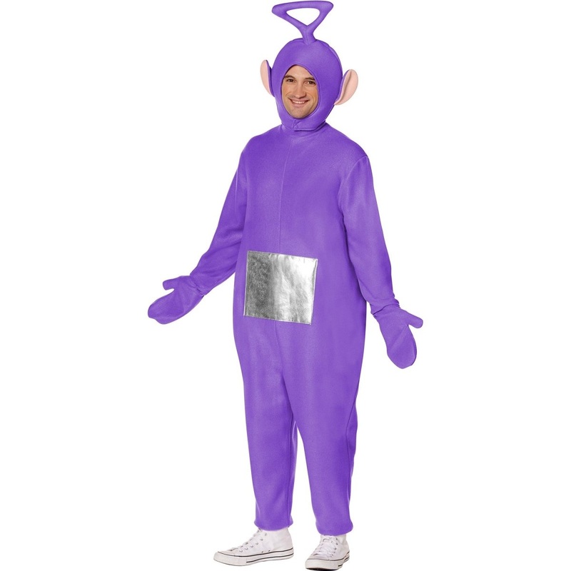 Teletubbies Tinky-Winky Costume for Adults, Purple Jumpsuit With Hood S