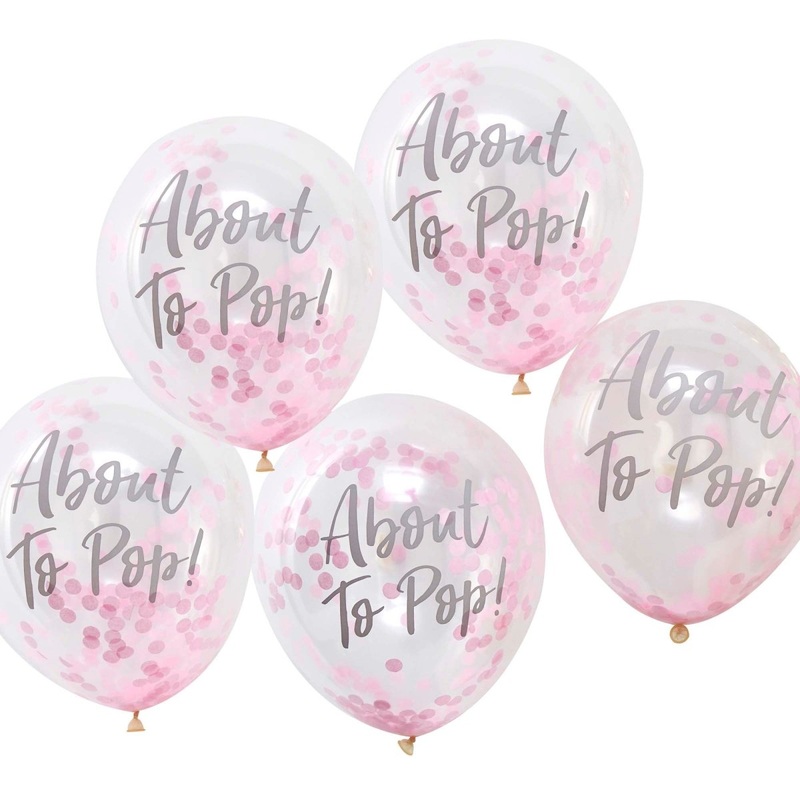 About to Pop Pink Confetti Latex Balloons, 12 Inches, 5 Count