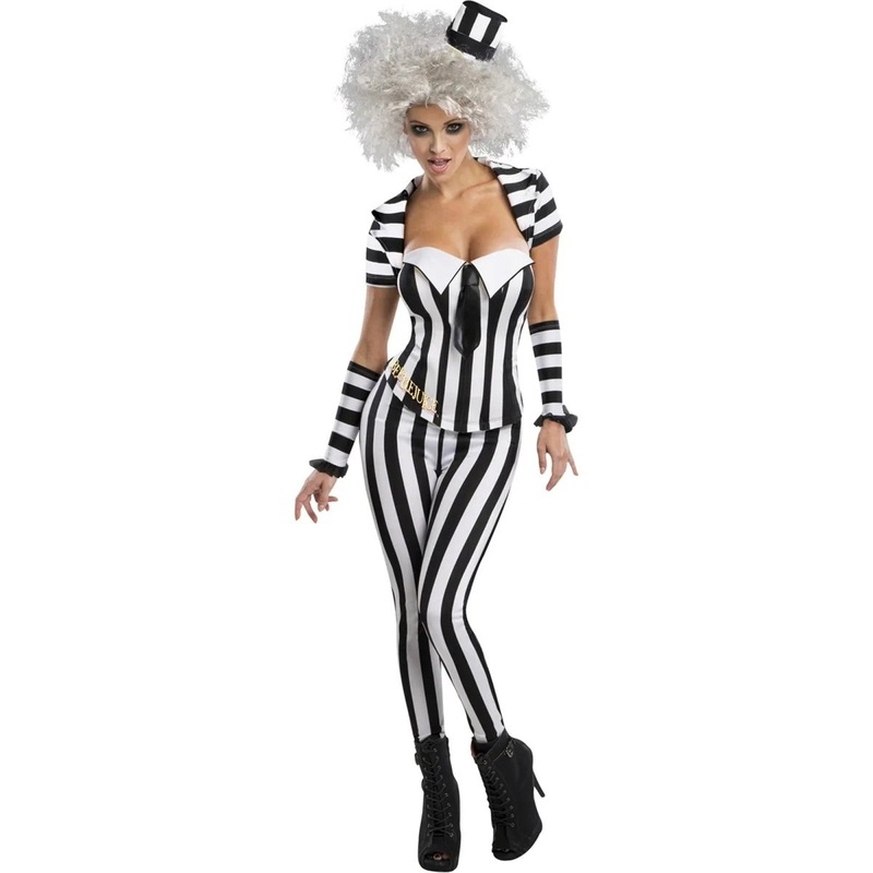 Beetlejuice Costume for Adults, Striped Top and Leggings S