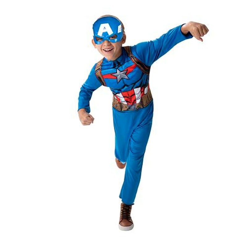 Captain America Value Costume for Kids, Marvel, Jumpsuit and Mask S