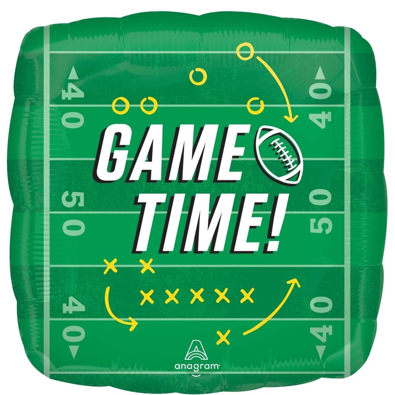 Football Game Time Square Shaped Foil Balloon, 18 Inches, 1 Count