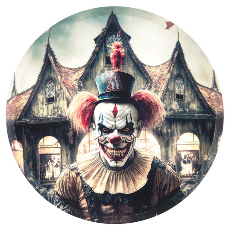 Killer Clown Large Round Lunch Paper Plates, 9 Inches, 10 Count