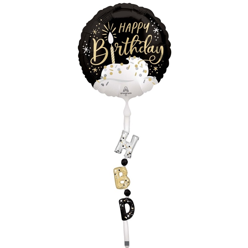 Satin Happy Birthday Air Walker Balloon, 24 x 69 Inches, 1 Count