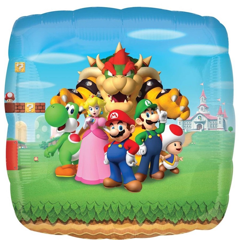 Super Mario Bros Square Supershape Foil Balloon, 28 Inches, 1 Count