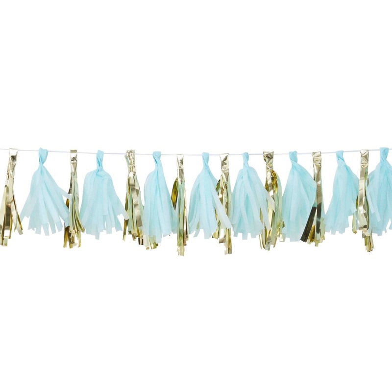 Tassel Garland, Blue & Gold, 1 Count