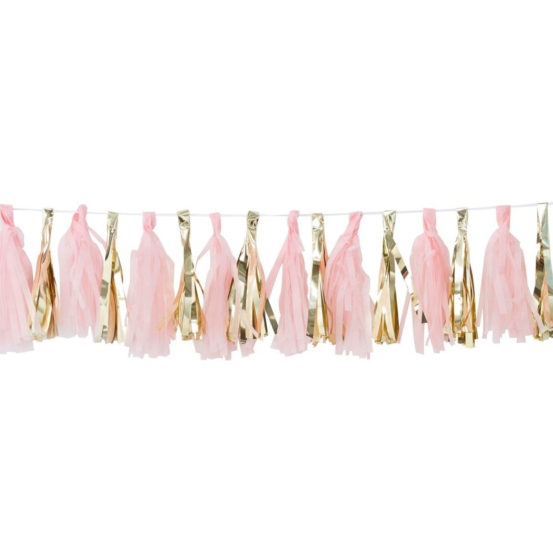 Tassel Garland, Pink & Gold, 1 Count